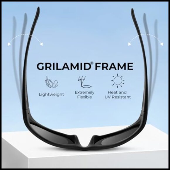 Polarized Sport Sunglasses with Grilamid Frame, Wide Temple Wrap for Driving - Picture 6 of 6